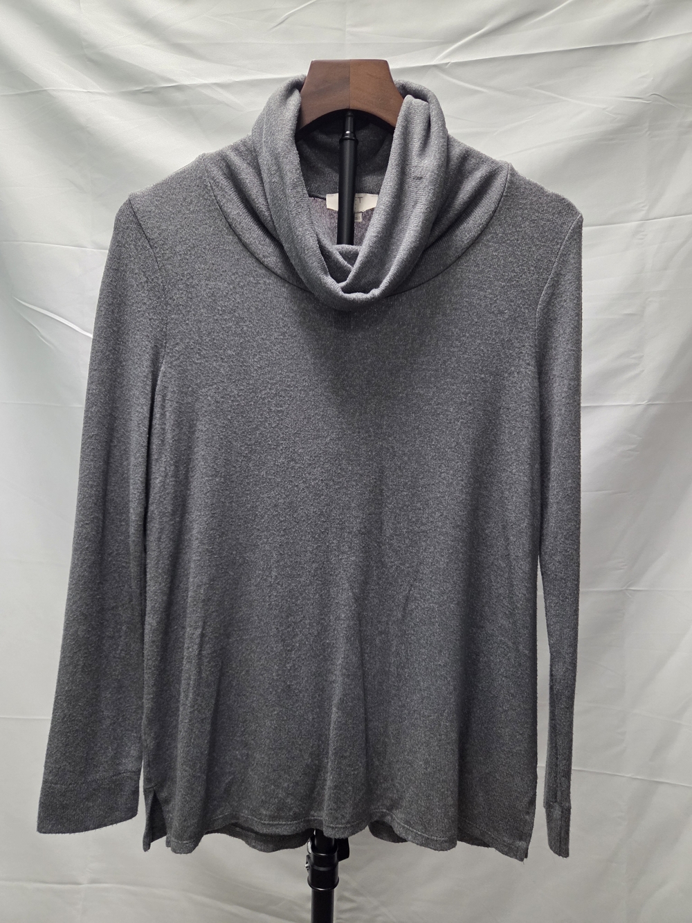 LOFT Heather Gray Draped Cowl Neck Turtleneck Sweater